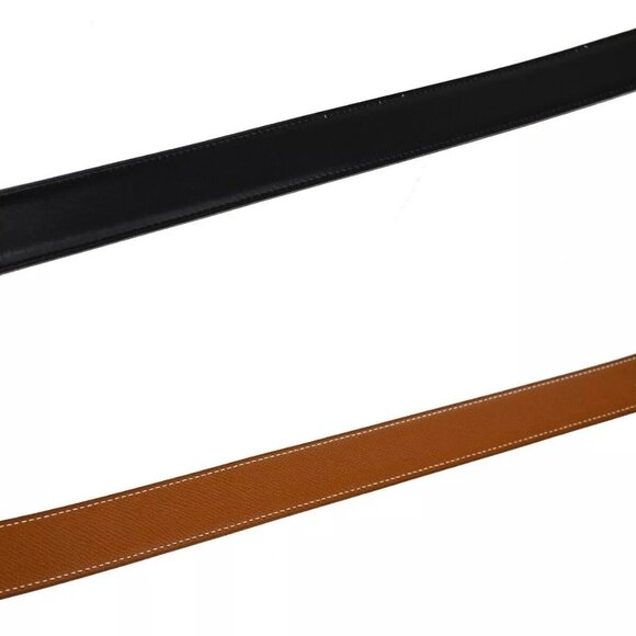 HERMES H Logo Constance Reversible Buckle Belt Leather Black Brown 85RH305 - Picture 4 of 12